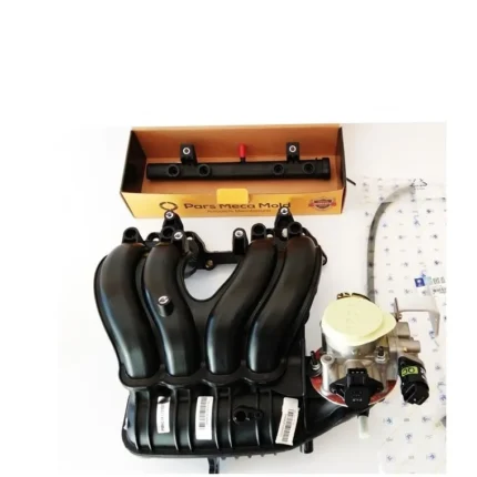 منیفولد XUM مژده با دریچه گاز نیسان 37 و ریل سوخت XUM مژده وصل